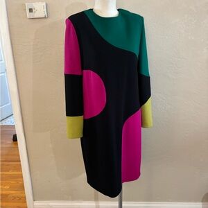 Stunning Vintage Richie Freeman for Teri Jon  Colorblock Women's Dress Sz 8
